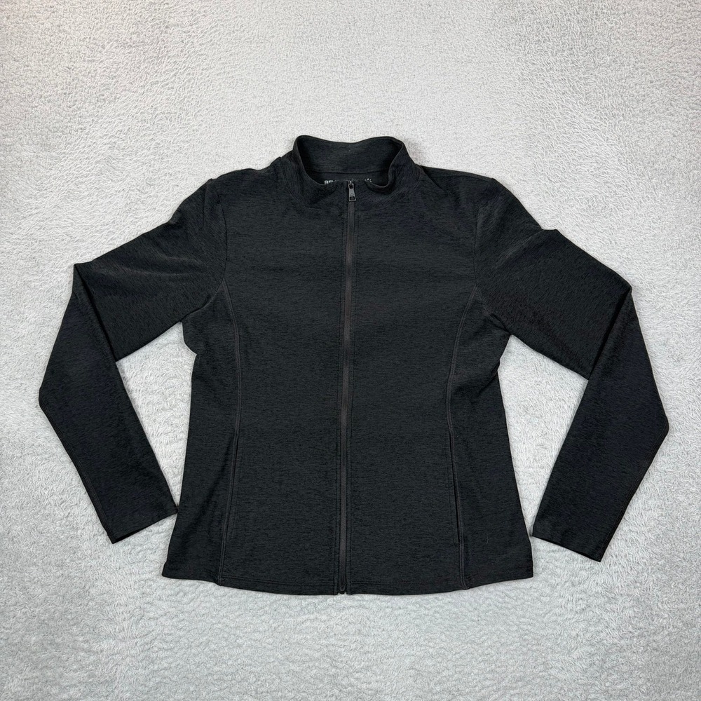 Beyond Yoga Womens Space Dye Full Zip Jacket Charcoal Gray Mock Neck Size M